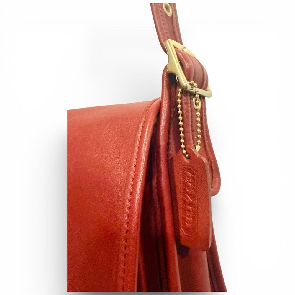 Vintage 90s Coach Legacy Rambler 9061 Red Glove Leather Brass Crossbody Bag RARE - Picture 5 of 8
